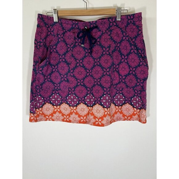 Hatley Dresses & Skirts - Hatley blue pink paisley boho comfy mini skirt L elastic waist outdoor stretch